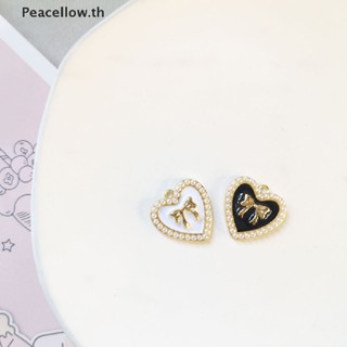 Peacellow ต่างหูโลหะผสมสังกะสี รูปโบว์ หัวใจ Ch 21 มม. สําหรับทําเครื่องประดับ DIY TH