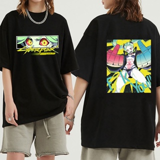 Kawaii Anime Cyberpunk Edgerunners Rebecca Eyes T-Shirt Summer Cotton Short Sleeve Round Neck Street_12