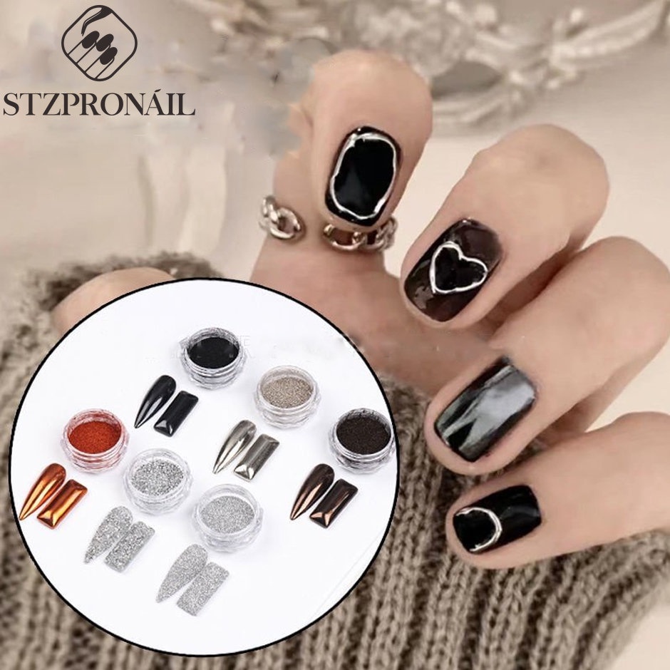 Magic Mirror Glitter Powder ฝุ่นสําหรับเล็บสะท้อนแสงเพชร Rhinestones Sparkly เลเซอร์ Wave Design เล็บแฟลช