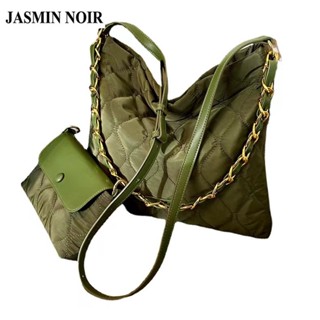 Jasmin NOIR กระเป๋าสะพายไหล่ กระเป๋าถือ ผ้าไนล่อน สายโซ่ สําหรับผู้หญิง