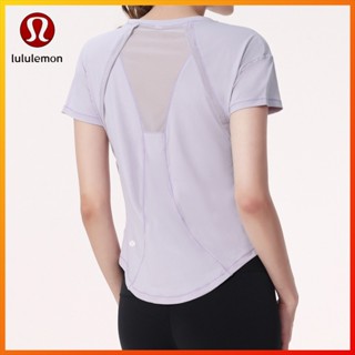 Lululemon ใหม่ เสื้อแขนสั้น ผ้าตาข่าย ระบายอากาศ ใส่สบาย เหมาะกับการเล่นโยคะ กีฬา ฟิตเนส DX717