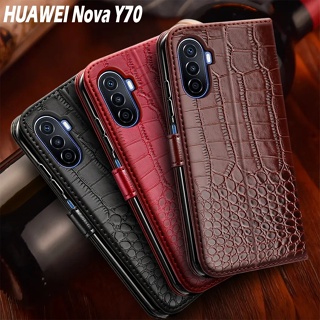 เคสมือถือ แบบหนัง ฝาพับแม่เหล็ก พร้อมช่องใส่บัตร หรูหรา สําหรับ Huawei Nova Y70 Huawei Nova Y70