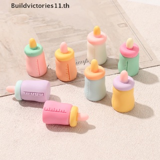 Buildvictories11 โมเดลขวดนมจิ๋ว สีมาการอง สําหรับตกแต่งบ้านตุ๊กตา 1:12 DIY 10 ชิ้น