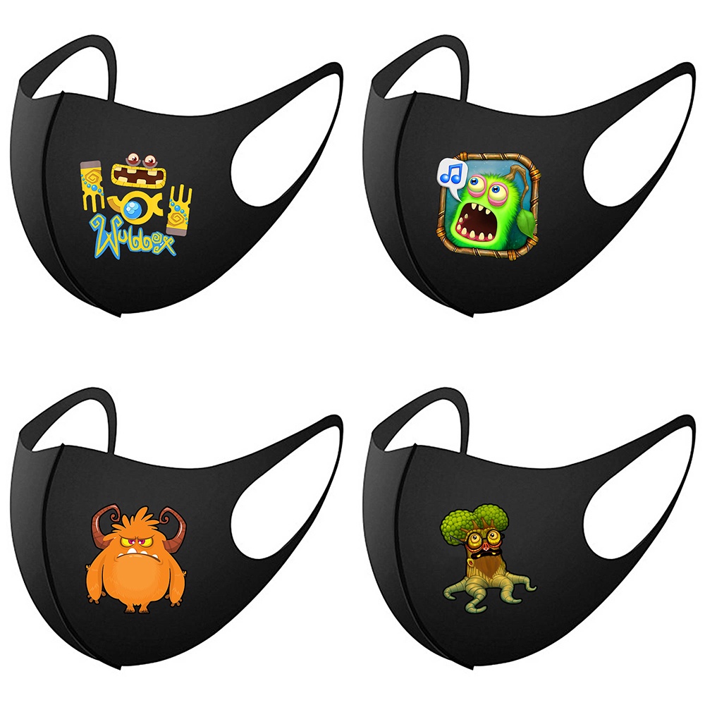 Mingyuan My Sing Monsters Wubbox Face Mask สีดํา Unisex ล้างทําความสะอาดได้และนํากลับมาใช้ใหม่สไตล์เ