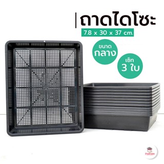 เซ็ท 3 ใบ ถาดไดโซะ #กลาง ถาดเพาะ ตะกร้าปลูกผัก ตะกร้าดำ