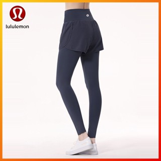 Lululemon กางเกงโยคะ ฟิตเนส ออกแบบสองชิ้น เอวสูง รัดรูป กระเป๋ากางเกงลําลอง 9048