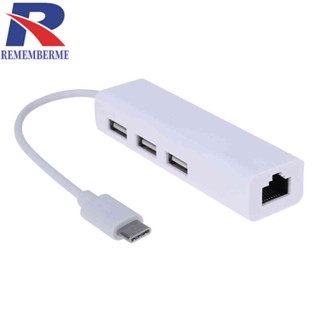 Rj45 อะแดปเตอร์แปลงสายเคเบิลเครือข่าย เป็น USB 3.1 Type-C พร้อมพอร์ต USB 3 พอร์ต