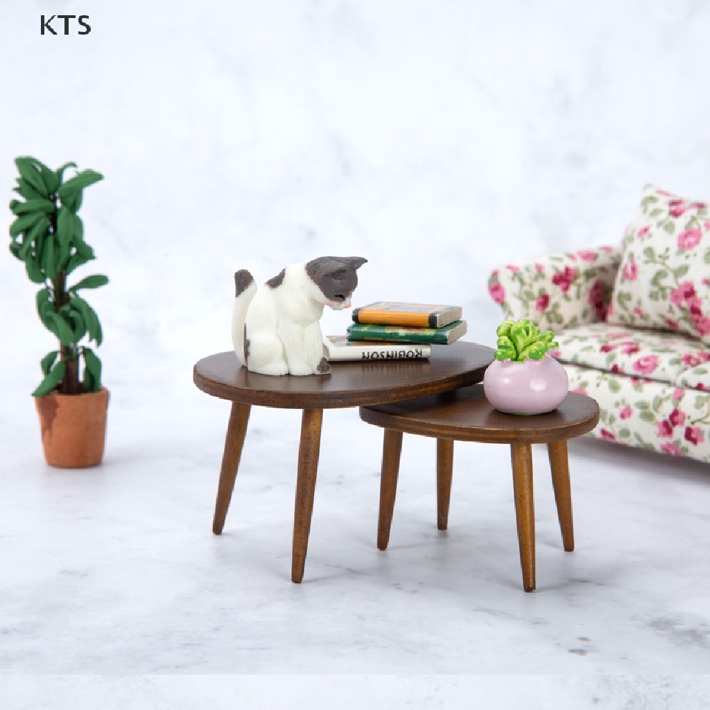 Kts โต๊ะกาแฟ ทรงสามเหลี่ยม 1:12 สําหรับตกแต่งบ้านตุ๊กตา 1 ชุด