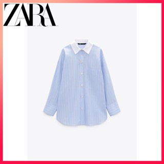 Zara ใหม่ เสื้อเชิ้ต ลายทาง สําหรับผู้หญิง