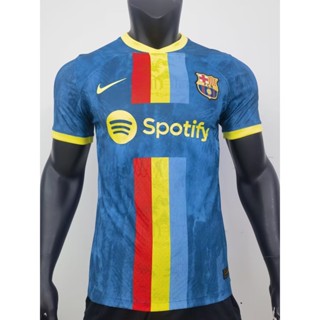 [Player Version] 2324 ใหม่ Barcelona เสื้อเชิ้ตฟุตบอล แขนสั้น สีฟ้า คุณภาพสูง