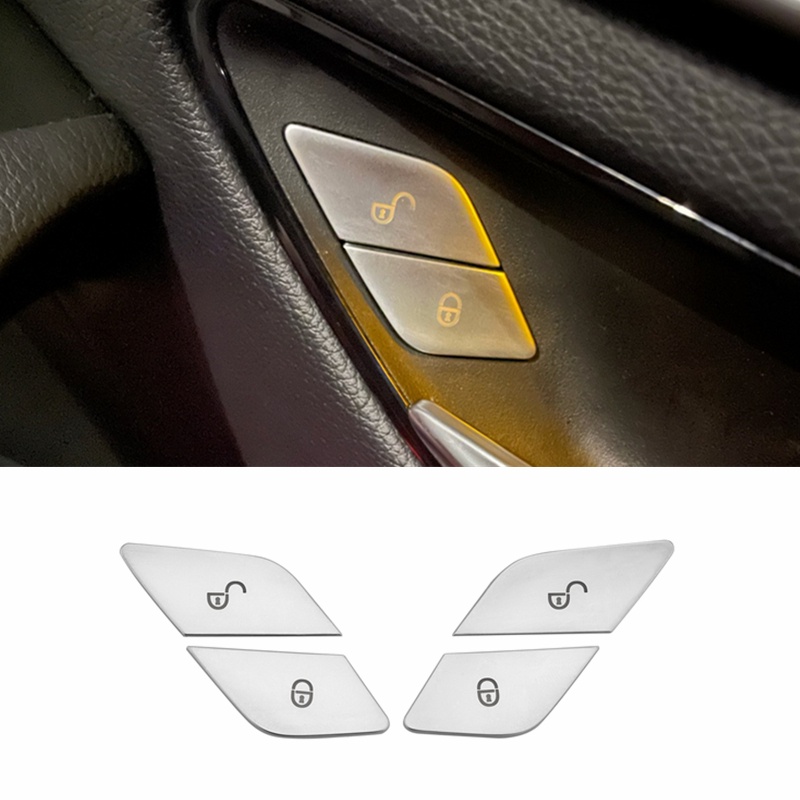 สติกเกอร์ปลดล็อคปุ่มกดประตูรถยนต์ สําหรับ Mercedes Benz C E S Class GLC W205 W213 X253 Vito W447 W222 4 ชิ้น ต่อชุด