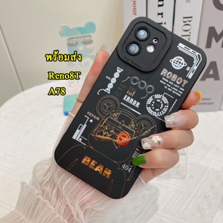 Reno10 5G/Reno10Pro Plus มี4ลาย เคสกันกล้อง สำหรับ OPPO Reno8T/A78/A58 4G เคสลายหุ่นยนต์ ลายเท่ เคสกันกระแทก 004