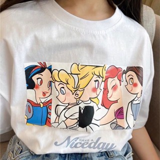 Children Princess Series Summer New Style Korean Version Medium Large Girls Cartoon Snow White Printed Short-Sleeve_03