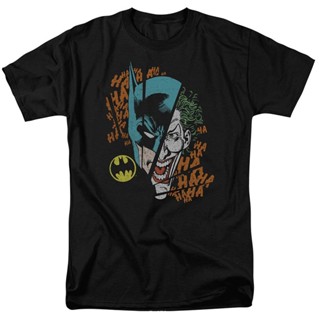 เสื้อยืดคอกลมGildan เสื้อยืดลําลอง แขนสั้น พิมพ์ลาย Batman Vs The Joker Split &amp;Amp สีดํา ขนาดใหญ่ สําหรับผู้ชาย ของ_03