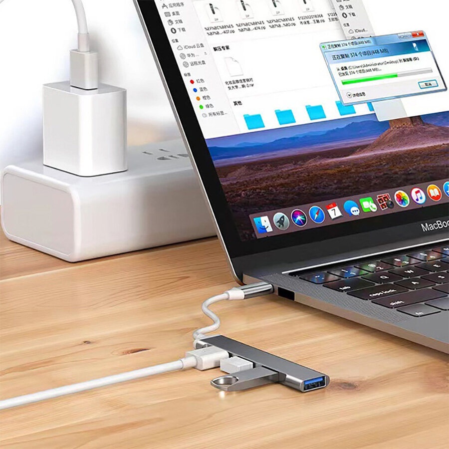USB HUB ความเร็วสูง 4 พอร์ตฮับ USB 3.0 Type-C HUB Adapter สำหรับ PC /NOTEBOOK /LABTOP อุปกรณ์เสริมคอมพิวเตอร์