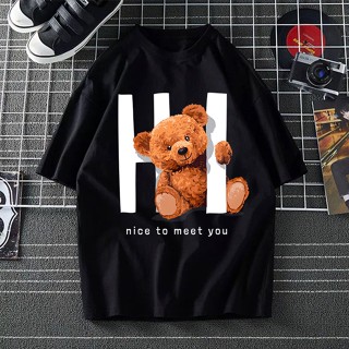 &lt;BAJU EXPRESS&gt; READY STOCK HI TEDDY BEAR TSHIRT WOMEN MEN BAJU T SHIRT PEREMPUAN LELAKI T-SHIRT COTTON LENGAN PENDE_02