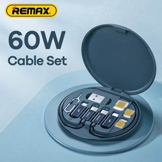 Remax PD 60W 4in1 สายเคเบิล USB C เป็น USB Type C สําหรับชาร์จเร็ว ชุดสายเคเบิลข้อมูล Micro พร้อมกล่องใส่