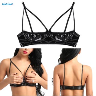 【HODRD】Women Bra Clubwear Nightclub Performance Sexy Leather Bandage Hollow Sling sexy bra lingerie【Fashion】