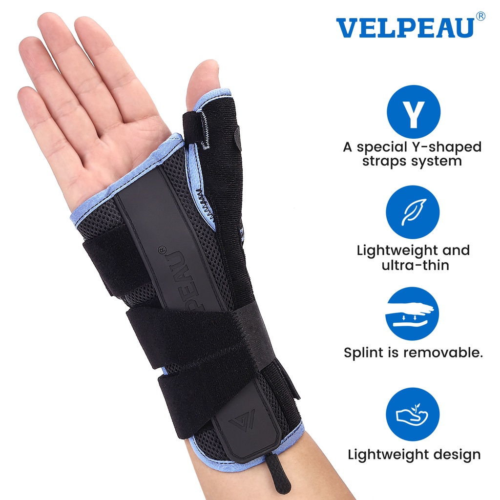 VELPEAU สายรัดข้อมือ Thumb Spica Splint Support สําหรับ Tenosynovitis ของ De Quervain, Carpal Tunnel Syndrorm, โคลงสําหรับโรคข้ออักเสบ, แพลง, กีฬาการบาดเจ็บบรรเทาอาการปวด