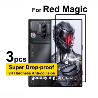 ฟิล์มกระจกนิรภัยกันรอยหน้าจอ 9D สีแดง สําหรับ Nubia Red Magic 8 Pro+ 7 7s 6 6s Pro Plus 5s 5G 3 3s ZTE Blade A72 A52 A71 A51 A31 Plus A7 Prime A7s A5 A5s 3 ชิ้น A3 2020