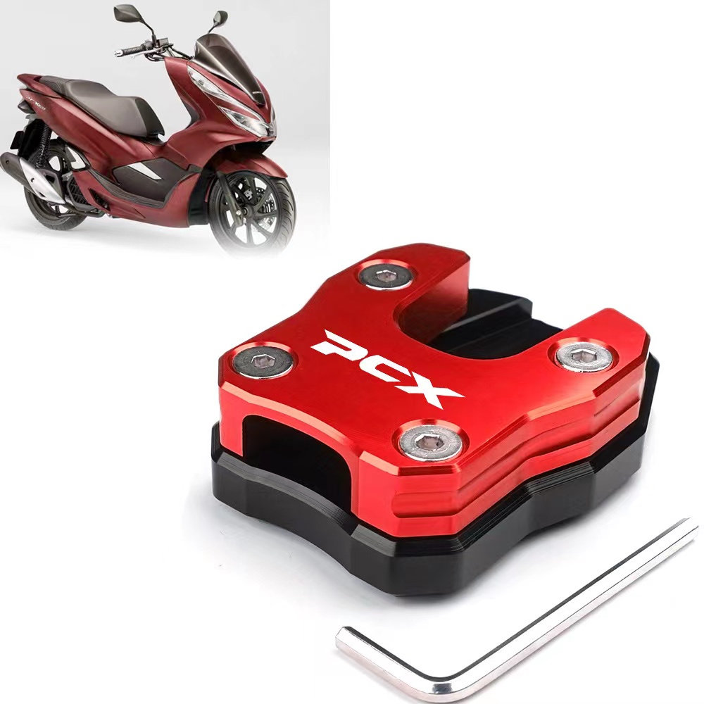 ตีนเป็ด FOR HONDA PCX125 PCX150 PCX160 PCX 160 งาน CNC แผ่นลองขาตั้งเดี่ยว กันลื่น KickStand Extension Enlarger Pad