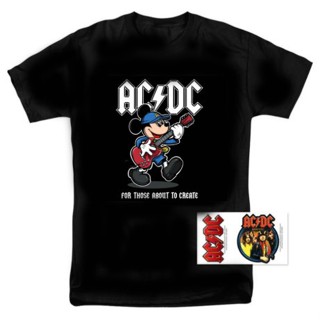 ACDC cotton printed short sleeves, Mickey Mouse rock music t shrit_05