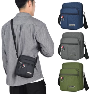 (w240)กระเป๋าสะพายข้างชายใบน้อยเท่ๆสูง20เซ็น 3ซิป แต่งห่วงเงิน vgetbag