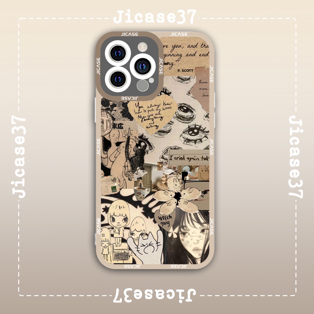 Jicase Anime Vintage Collage Aesthetic Square Edge เคส iphone