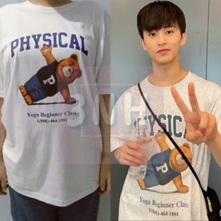 2022เสื้อยืด พิมพ์ลาย Kpop NCT Mark lee Physical Yoga Bear สําหรับผู้ชาย sJF4