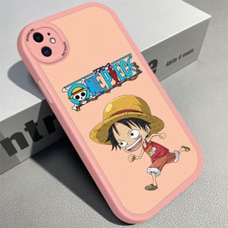 เคสไอโฟน iPhone 11 12 Pro Max 12 Mini เคสโทรศัพท์มือถือ หนัง PU ซิลิโคนนิ่ม แบบบาง ลายการ์ตูนลูฟี่วิ่ง