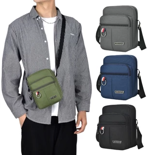 (w240)กระเป๋าสะพายข้างชายใบน้อยเท่ๆสูง20เซ็น 3ซิป แต่งห่วงเงิน vgetbag