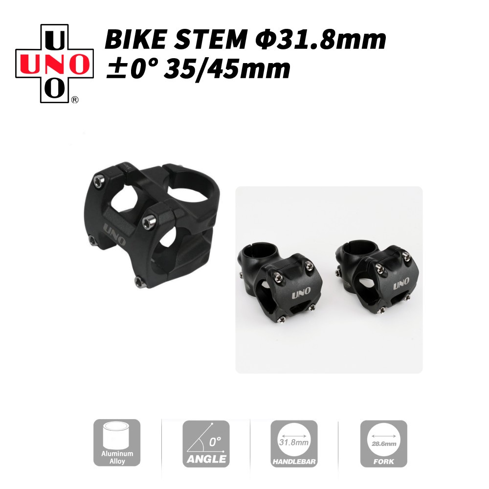 UNO Stem 0 องศาอลูมิเนียม 35/45 มม.จักรยานสั้น Stem Fit สําหรับ 31.8 มม.จักรยาน Handlebar อุปกรณ์เสร