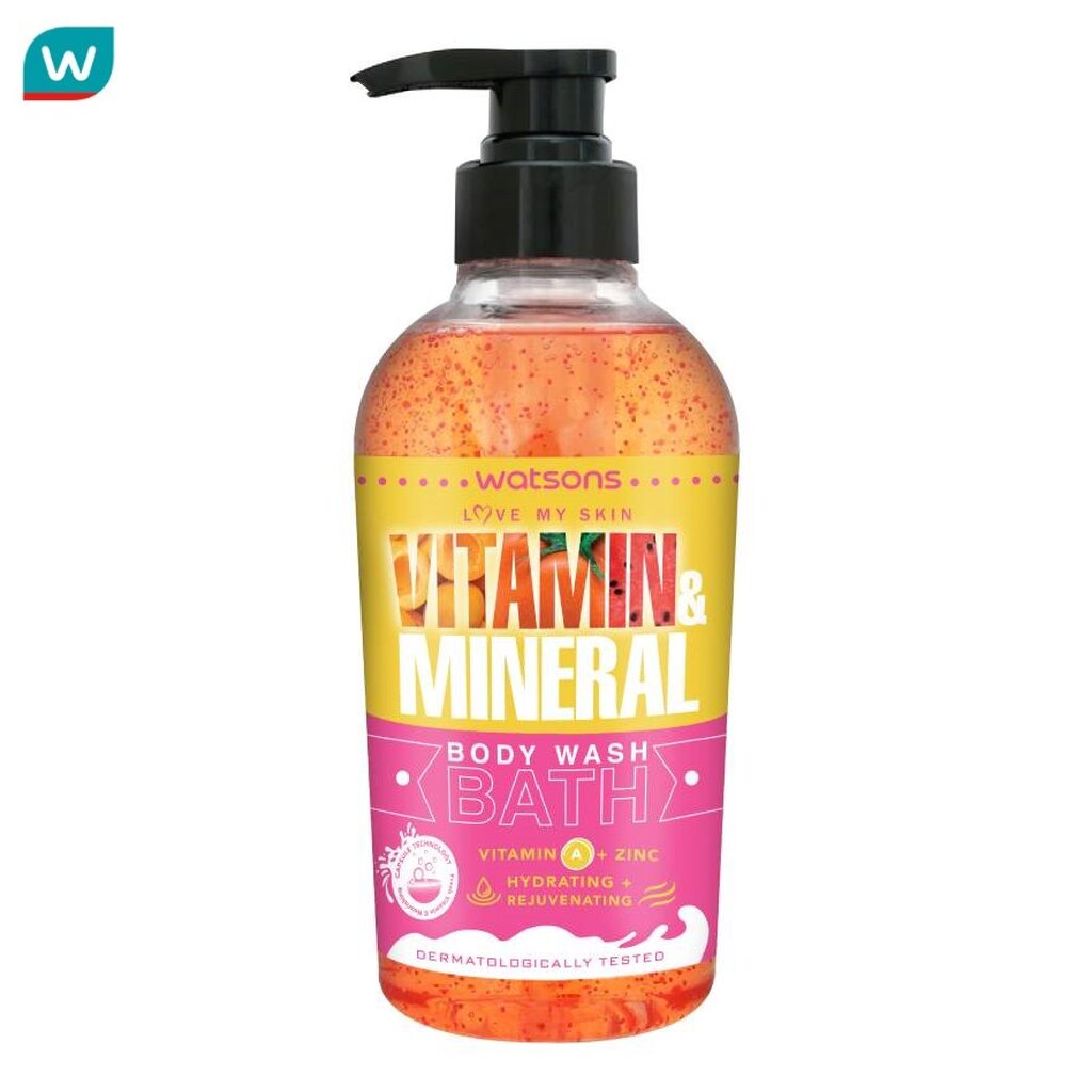 Watsons วัตสัน วิตามิน แอนด์ มิเนอรัล บอดี้ วอช วิตามินเอ + ซิงค์ 500กรัม