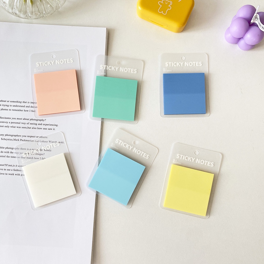 สีโปร่งแสงกันน้ํา PET Sticky Notepad Memo Pad กาวสติกเกอร์ Marker