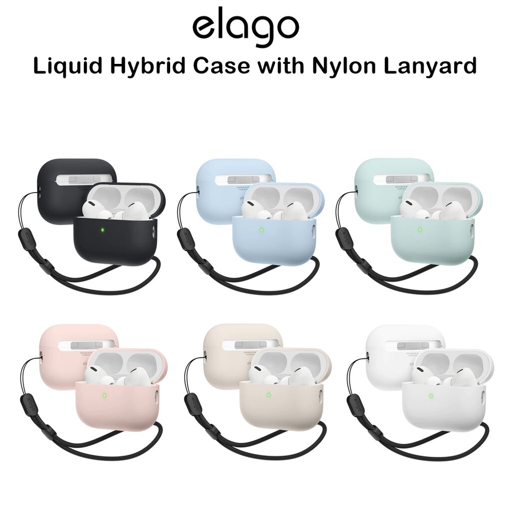 Elago Liquid Hybrid Case with Nylon Lanyard เคสกันกระแทกเกรดพรีเมี่ยมจากอเมริกา เคสสำหรับ AirPods Pro2(ของแท้100%)