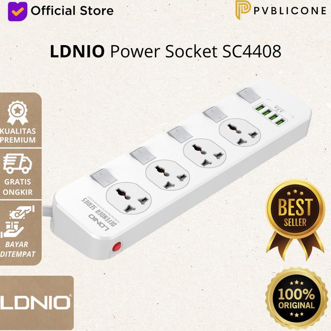 LDNIO SC4408 ปลั๊กไฟ 4 USB OUTPUT 3.4A 2500W