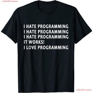 เสื้อยืดโอเวอร์ไซส์แฟชั่นที่กำหนดเอง นักเขียนโปรแกรม  เสื้อยืด  Funny I Hate Programming Coding Gift For Programmer_02