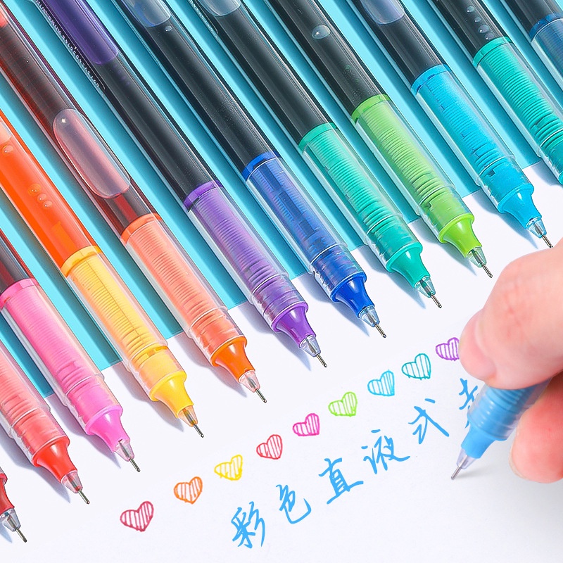 ปากกาลูกลื่น แบบแห้งเร็ว 12 สี 12 ชิ้น