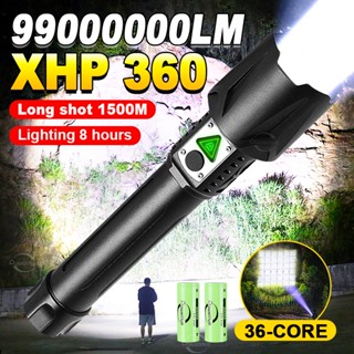 ไฟฉาย XHP360 พลังงานสูง แบบชาร์จไฟได้ พร้อมที่ชาร์จ Usb สําหรับตั้งแคมป์