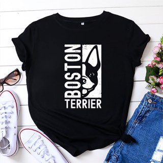 Boston Terrier Bulldog Letters Printed Womens T-Shirt O-neck Womens T-shirt Short Sleeve Women Tops Summer Clothe_04