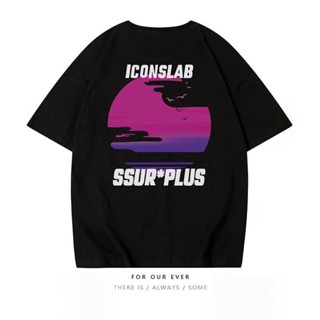 Ssur PLUS X ICONSLAB Co-brand Sunset เสื้อยืดแขนสั้น สําหรับผู้ชายและผู้หญิง