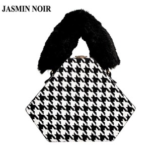 Jasmin NOIR กระเป๋าถือ กระเป๋าสะพายไหล่ ผ้าขนสัตว์ แต่งสายโซ่คล้อง สําหรับสตรี