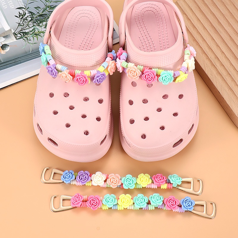 สายโซ่เรซิ่น ประดับไข่มุก ถอดออกได้ สําหรับรองเท้า Crocs Jibbitz DIY เหมาะกับเป็นของขวัญวันเกิด 2 ชิ้น