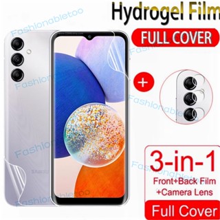 3 in 1 ฟิล์มไฮโดรเจลนิ่ม กันรอยหน้าจอ เลนส์กล้อง ด้านหลัง สําหรับ Samsung Galaxy A14 LTE A34 A54 A24 A 14 A 34 A 54 A 24 SamsungA14 SamsungA54 4G 5G