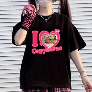 Capybara เสื้อยืด ลายการ์ตูนญี่ปุ่น ฮาราจูกุ แนวสตรีท สําหรับผู้ชาย y2k