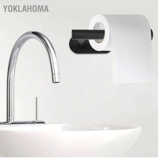 YOklahoma 5 ชิ้นสีดำสแตนเลสห้องน้ำที่ใส่กระดาษชำระไม่เจาะติดผนังกาวตะขอแร็คม้วนกระดาษ