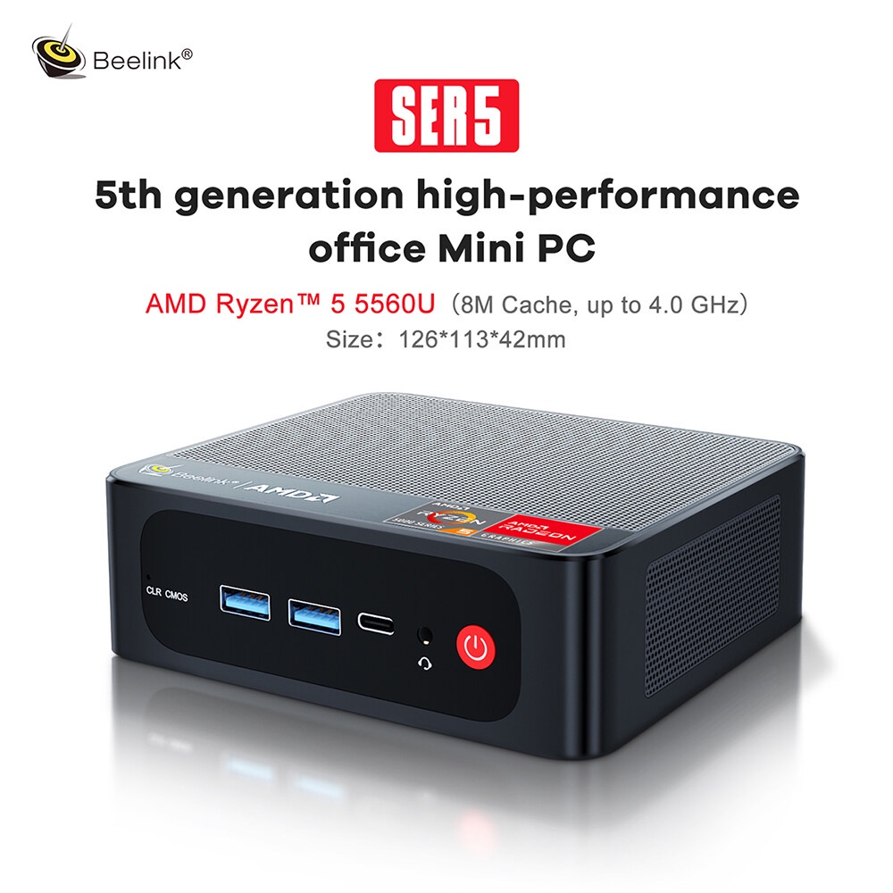 Beelink SER5 AMD Ryzen 5560U WiFi 6E Mini PC Windows 11 Pro DDR4 16GB 500GB SSD BT5.2 4K 1000M คอมพิ