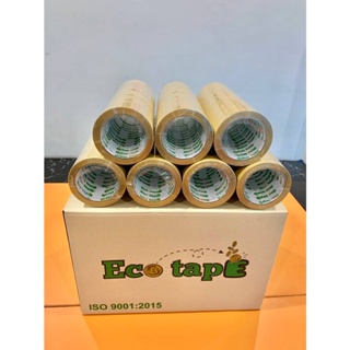 [1 กล่อง Eco Tape #1ถูกสุดในไทย] 72 ม้วน 40 Mic ไมครอน 100 หลา 1 ลัง Pack 72 Clear/Brown OPP