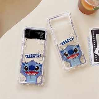 เคสแข็ง สำหรับ Clear Case Samsung Z Flip3 Z Flip4 Fashion Cute Cartoon Stitch Acrylic &amp; Silicone Design Hard Case