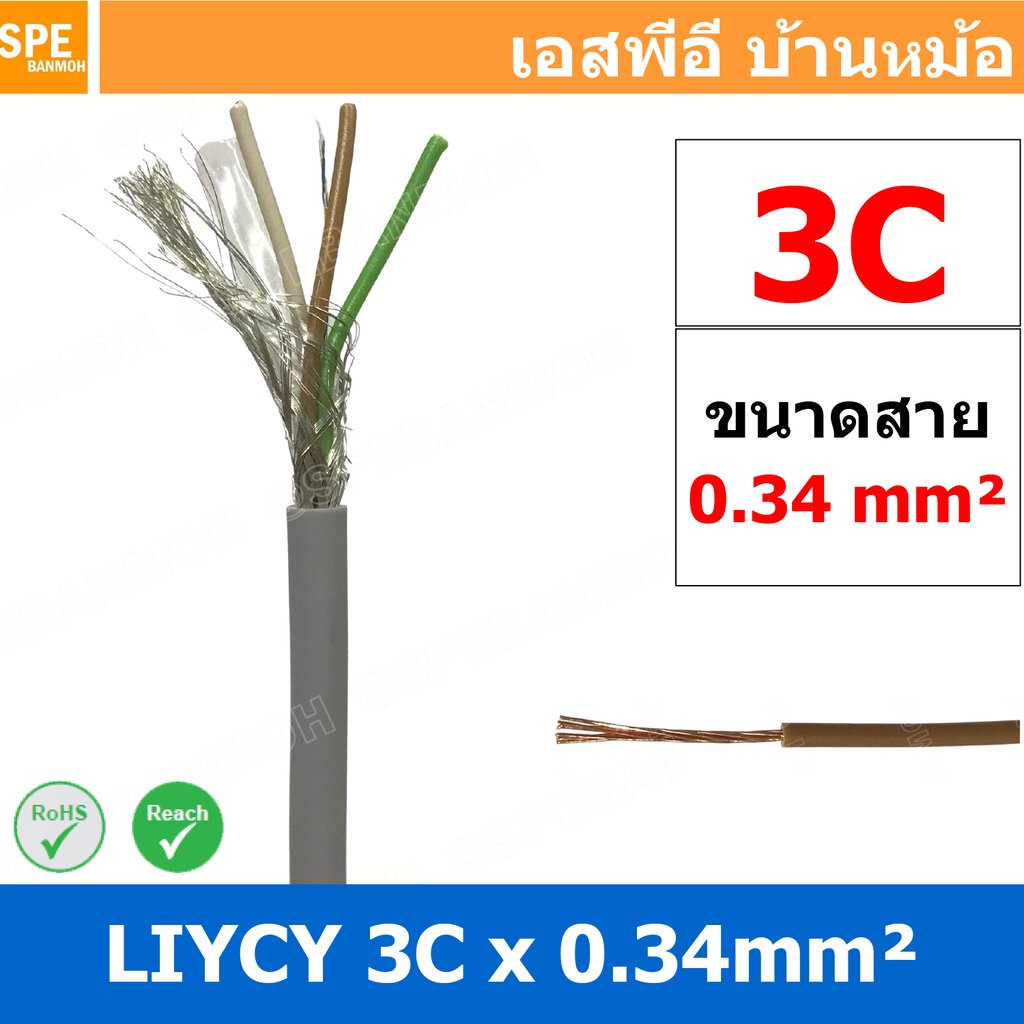 [ 2 เมตร ] สาย LiYCY 0.34 mm² 3C สายสัญญาณ มีชีล Liycy สายชีลด์ LiYCY Cable Control With Shield มาตราฐาน VDE และ IEC ...